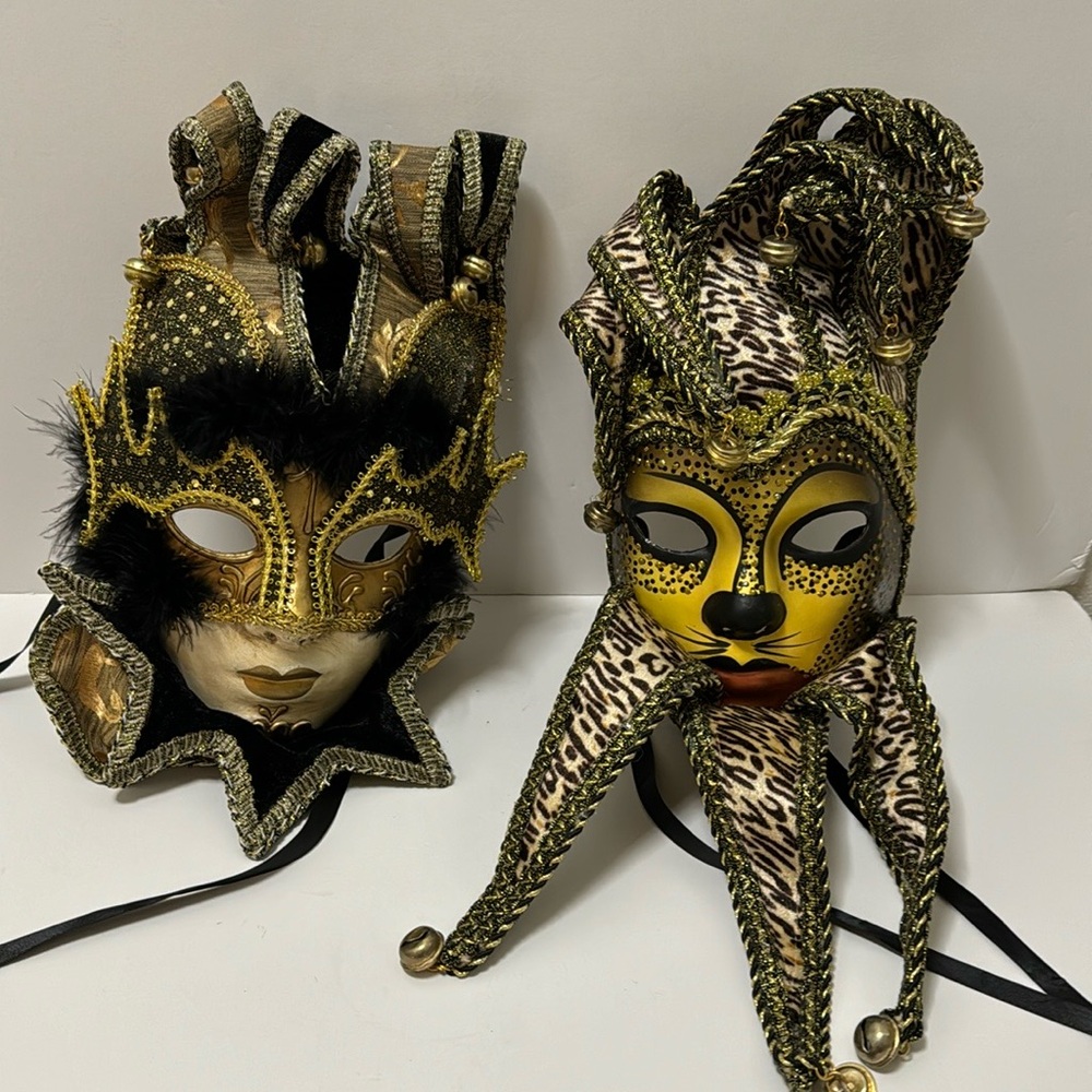 2 Vintage Elegant Venetian Masquerade Mask - Picture 6 of 15